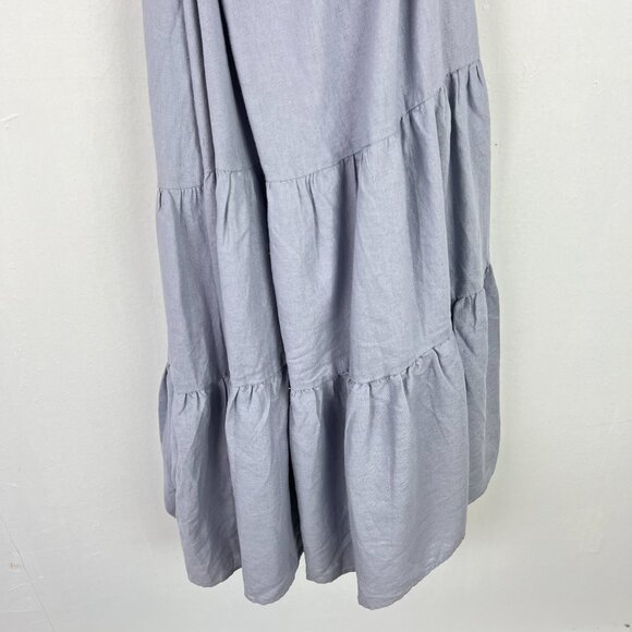 NWT Nicole Miller Linen Blend One Shoulder Ruffle Chambray Midi Dress Size XS - Picture 12 of 12